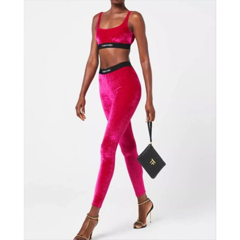 Tom Ford Velvet Bralette & Leggings Set Womens Medium Pink